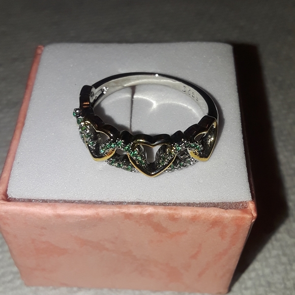 Sterling silver two-tone Hearts ring size 8 - Picture 5 of 5